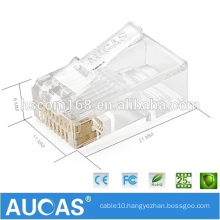 Taiwan Manufacture RJ45 8P8C Cat5e UTP Gold Plated Modular Plug for Stranded and Solid Cable
